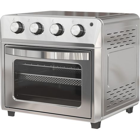 Mini-four à convection, friteuse à air chaud, 6 modes de cuisson, minuterie, accessoires, 24 L, argent