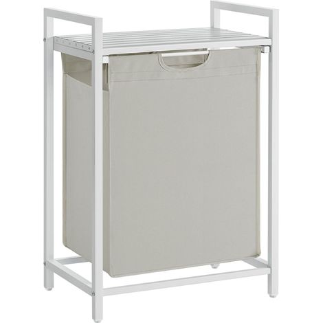 Cesto para ropa sucia con 3 compartimentos y 1 estante extraíble para bolsas de almacenamiento capacidad de 38 litros por bolsa para baño o lavadero blanco 120006766