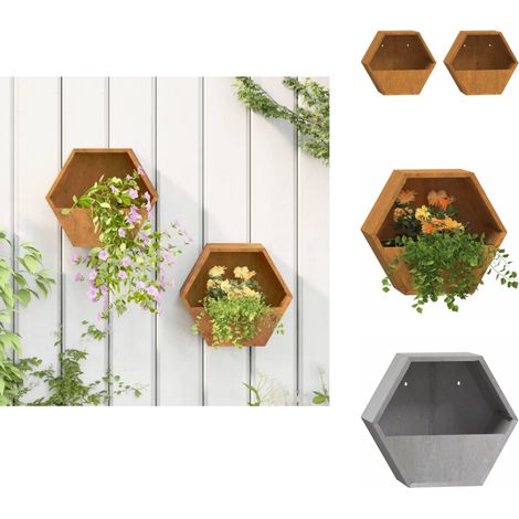 Jardinières murales 2 pcs Rouillé Acier corten 30x10x25 cm - Jardinières Murales - Jardinière Suspendue - Pot De Fleurs Extérieur - Acier Corten - Décoration Jardin (1/5)