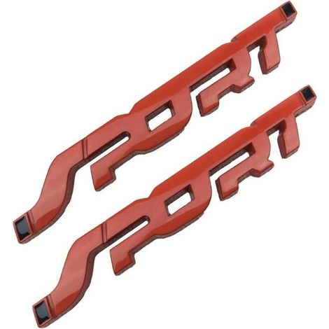 Emblème Sport en Alliage, Lot de 2 décalcomanies d'insigne de Logo de Coffre arrière d'aile latérale de Voiture(Rouge)