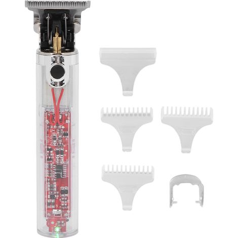 Tondeuse à cheveux électrique transparente et élégante avec câble USB et brosse de nettoyage pour hommes et enfants (1/5)
