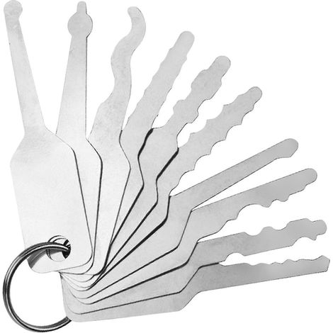 Lot de 10 outils de rechange pliables pour crochetage de serrurier, robustes et adaptés à la réparation automobile. (1/3)