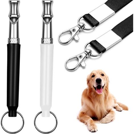 Silbato para perros，paquete de 2，8 cm de largo，0,8 cm de diámetro，cordón plegable de 42  1,5 cm，silbato con cordón，ajustable (1/5)