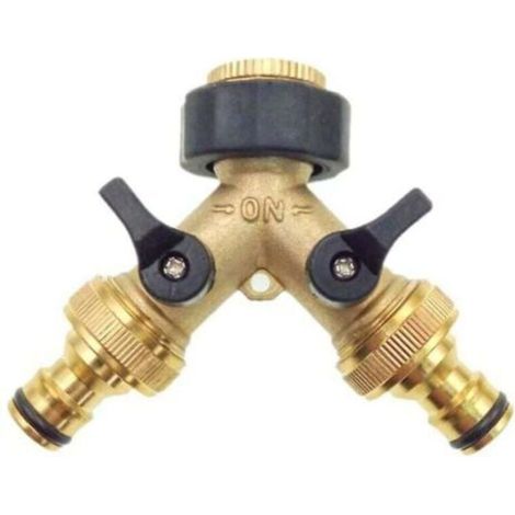 2-Wege-Y-Verbinder für 3/4"-Zulaufschlauch mit separatem Ein-/Aus-Ventil für Haus, Küche, Garten und Außenbereich (1/4)