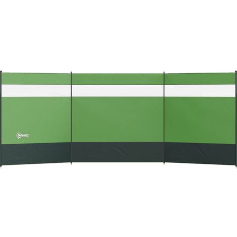 Outsunny Camping Windbreaks with Clear Windows , 440 x 140cm, Army Green