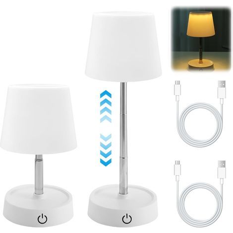 Set mit 2 wiederaufladbaren LED-Tischlampen per USB: Höhenverstellbare, kabellose Tischlampe, teleskopierbare Touch-Nachttischlampe, per USB aufladbar für Nachttisch und Schlafzimmer (1/5)