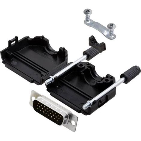 TRU COMPONENTS TCDPPK15BKHDP26K 7709416 Kit embase SUB-D mâle 180 ° Nombre de pôles: 26 fût à souder