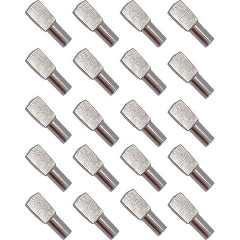 20 pezzi di pioli di supporto per mensole, perni per mensole, pioli per mensole in metallo nichelato, staffe per accessori da ufficio - 5 mm  19 mm