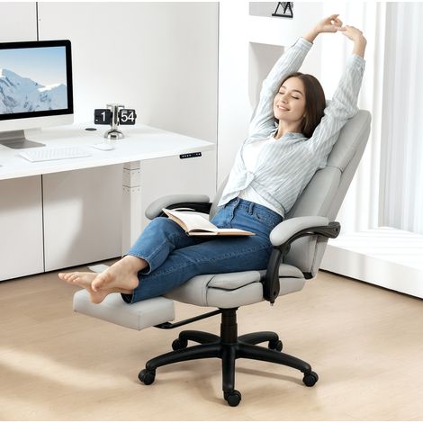 Massagesessel fürs Büro 68,5 x 68,5 x 113–121 cm Kunstleder hellgrau – MEUBLIV (1/5)