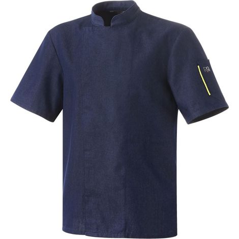 Veste de cuisine mixte manches courtes Robur Nero Bleu Jean L