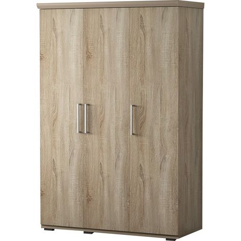 Kleiderschrank, Garderobe, Kollektion TOM, 3 Türen 120 cm, integrierte Garderobe in Sonoma-Eiche