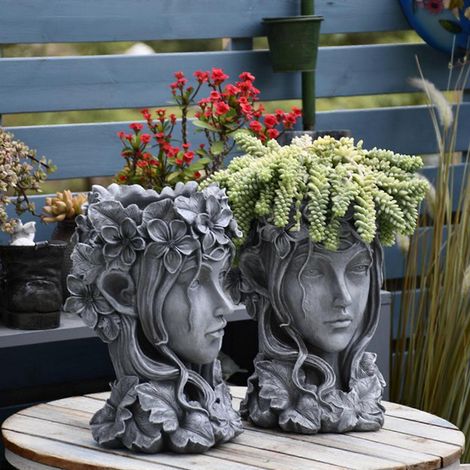 Moule en résine époxy UV pour pot de fleurs en forme de tête de fille, moule en silicone et résine époxy pour bougeoir (1/4)