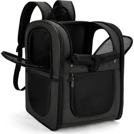 1 Sac à dos pour chien et chat, polyester respirant, fenêtre de vision, poches latérales, transport animaux 5-12 kg (1/5)