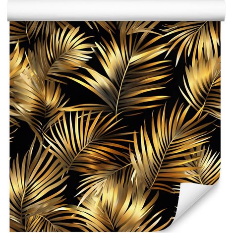 Papier peint Fleurs et Feuilles Ocre et Or pour Salon et Chambre 50x1000 cm (1/5)