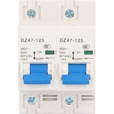 Disjoncteur miniature à verrouillage AC450V, inverseur manuel double alimentation, montage sur rail DIN, 1P+1P, 10 kA, 100 A (1/5)