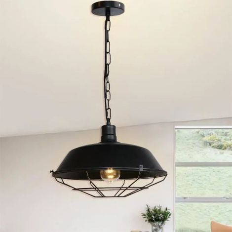 U-Do Lustre Suspension en Métal Noir E27 36CM Vintage Lampe Créatif Rétro E27 Lumière décoration Salon Cuisine Couloir (1/4)