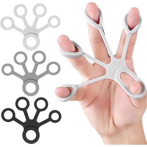 Gripster, attrezzo per esercizi per le dita con 3 livelli di resistenza, fascia di estensione per dita per esercizi di rafforzamento muscolare, antistress, sviluppo muscolare, recupero dopo infortuni.