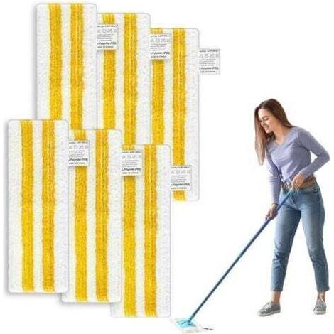 Kaelt - 6 Pièces Lingettes de Rechange en Microfibre pour Kärcher Easyfix SC1, SC2, SC3, SC4, SC5, Serpillere pour Karcher, Accessoires de Rechange, Lingette Vapeur pour Tous Types de Sols, Jaune (1/5)