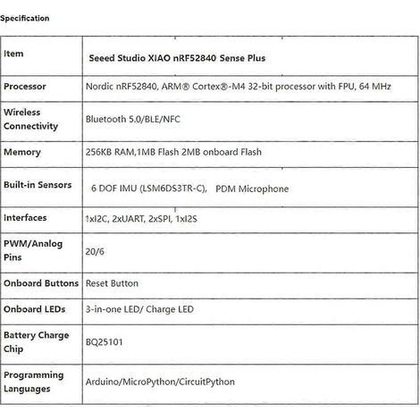 XIAO Sense Plus Entwicklungsboard, 20 I/O, Bluetooth 5.0