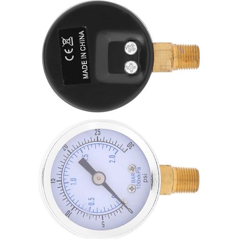 Manomètre TS-Y50I 0~30 psi / 0~2 bar, diamètre 40 mm, filetage BSPT 1/8", (1/5)
