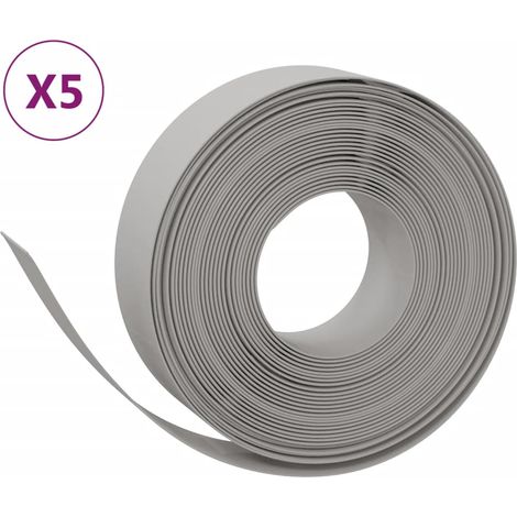 Bordures de jardin 5 pcs gris 10 m 15 cm polyéthylène