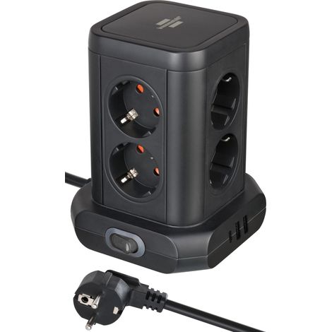 Multiprise Tour 8 Prises avec USB Bloc multiprise 8 Prises avec 2 Ports USB A
