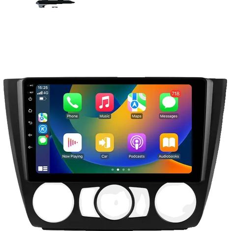 CarPlay, tamaño de pantalla, sistema de navegación, compatible con BMW Serie 1 E81 E82 E87 E88 AT MT Automático Manual, P3CP B Manual (1/2)