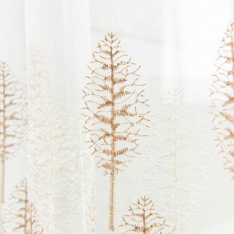 Voile de fenêtre en polyester pour chambre et salon, cantonnière décorative (Kaki) (1/5)