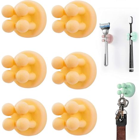 Filiyano – support pour rasoir – Porte-brosse à dents en silicone, lot de 6, multifonctionnel, support pour rasoir, étanche, auto-adhésif, fixation (1/5)
