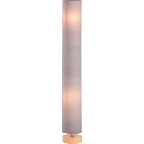 Floor Lamp for Living Room, 47" Modern Standing Lamp with Linen Shade, Wooden Base, Grey