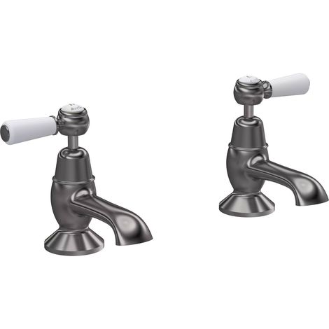 Hudson Reed Topaz Dome Lever Bath Taps Pair - Brushed Pewter