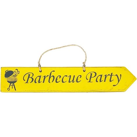 Plaque décorative en bois - Barbecue Party - moutarde