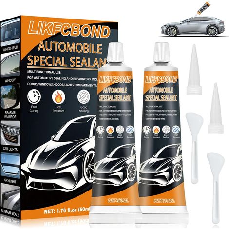 Car Seal Glue, Car Window Glue, Black Bodywork Glue, Car Door Seal Glue, Body Glue for Car Headlights, Windshield and Doors, 100 ml (1/5)