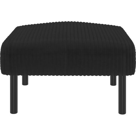 Poggiapiedi imbottito in velluto a coste con struttura in metallo 56 x 51 x 39 cm nero MODENUIT (1/5)