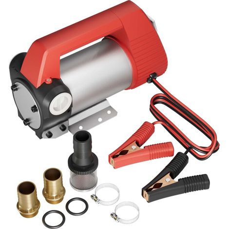 Wiltec Pompe d aspiration à fuel et diesel auto amorçante 12 Volts 160 Watts Débit 40 litres par minute Avec bornes de batterie Pour gazole et huile diesel vidange et transvasement