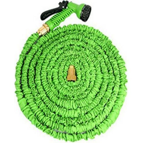 50FT 10m Tuyau d\'arrosage Extensible Rétractable avec pistolet 7 jets Vert