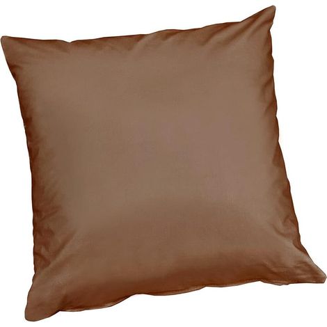 Housse de Coussin en Coton Brillant 40x40 cm Taie d'oreiller Fermeture éclair - Marron (1/2)