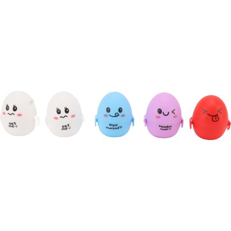 5 Pcs Boîte à œufs en plastique rigolo dessin animé, boîte de rangement portable extérieure, conteneur pour œufs (1/5)