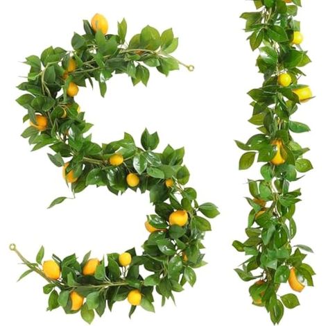 Guirlande de citrons artificiels, 3 brins de vigne pliable de 1,5 m avec citrons et fruits, lumières LED facultatives à suspendre pour fête de jardin, Noël, décoration de mariage avec LED (1/5)