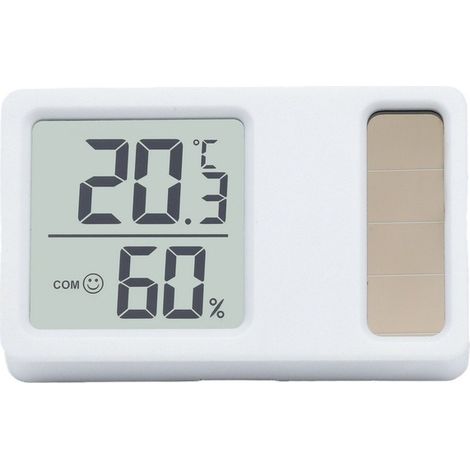 Thermomètre et hygromètre à énergie solaire pour la maison, compteur de température et d'humidité numérique avec écran facile à lire, moniteur de climat intérieur compact pour chambre (1/5)
