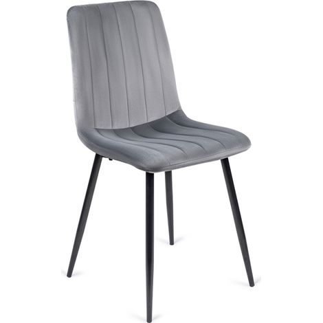 Sedia da pranzo imbottita ibis in velluto grigio, stile loft moderno (1/5)