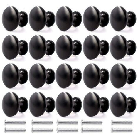 20PCS Boutons de Porte Boutons de Tiroir 30mm Poignées Vintage Armoires de Cuisine Placard Meubles Boutons (Noir) (1/5)
