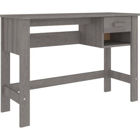 Bureau table poste de travail meuble d'ordinateur informatique étude HAMAR clair 110 x 40 x 75 cm bois massif de pin gris (1/5)