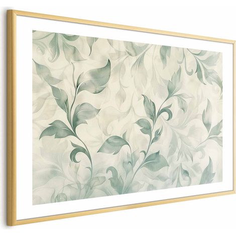 Poster – Aquarellblätter in Grün und Beige (1/4)