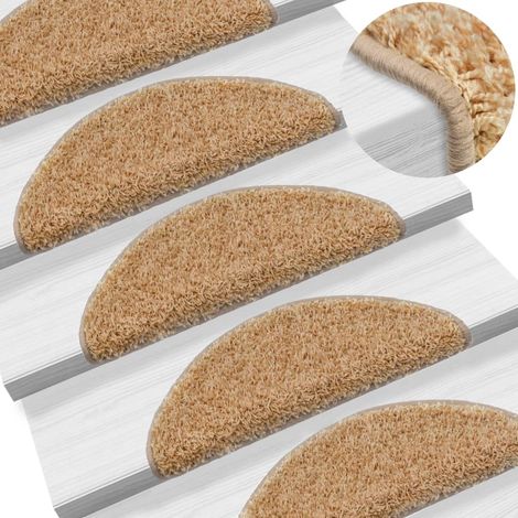 FIMEI 15 pcs Tapis d'escalier Crème 56 x 20 cm (1/5)