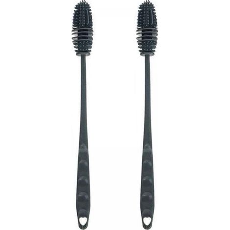 [NIEMALS VERWENDET] Set mit 2 Silikon-Flaschenbürsten mit 28 cm langen Griffen (grau)