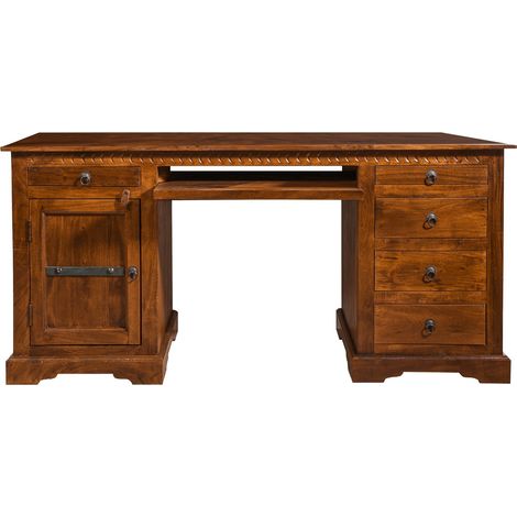 scrivania in legno di Acacia 158x54x76 miele dorato laccato OXFORD 0522