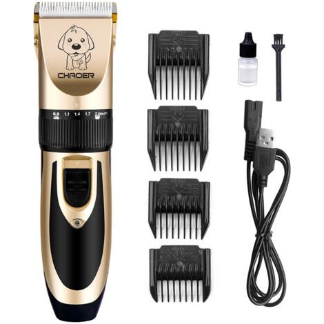 Tondeuse à Cheveux Professionnelle USB Rechargeable pour Animaux de Compagnie, Tondeuse à Cheveux silencieuse sans Fil avec 4 Peignes, pour Chiens, Chats, Animaux de Compagnie, Cou (1/5)