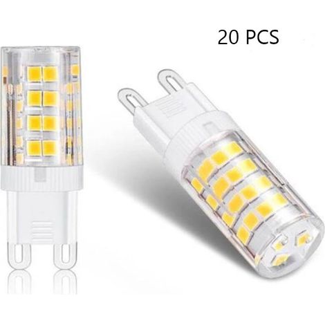 Ampoule LED G9 5W, Equivalent 40W, Blanc Chaud 3000k, 220-240V, 360° angle de faisceau, Pack de 20