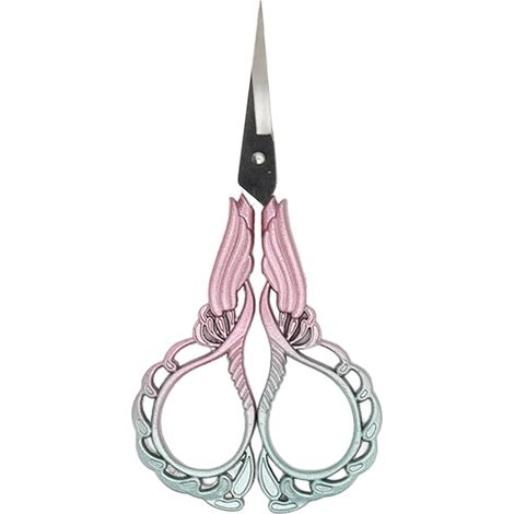 Ciseaux rétro Lily pour la maison, petits ciseaux décoratifs en acier inoxydable, parfaits pour un cadeau de mariage ou pour la découpe de papier et la broderie. Motif chrysanthème pointu, rose et ble (1/5)